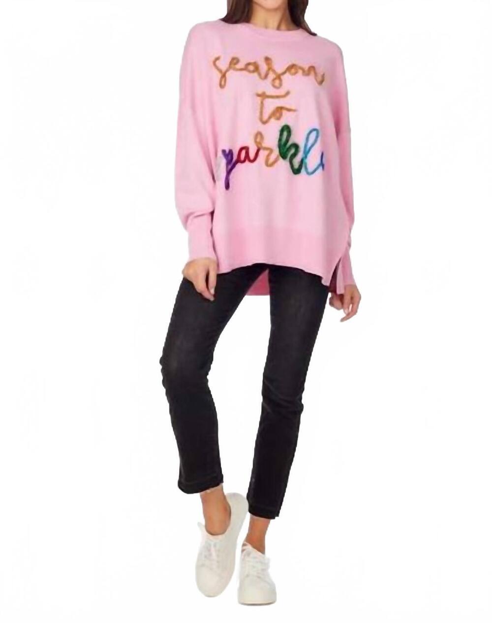 NEW MUDPIE holiday sparkle sweater in pink
